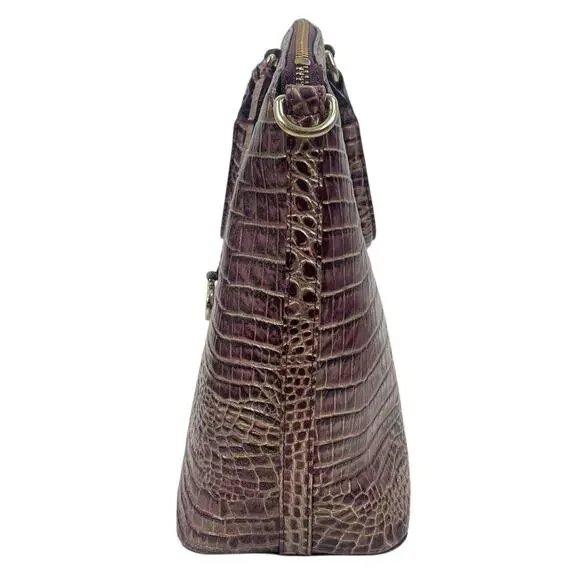 Brahmin Large Duxbury Satchel Bag Port Ombre Melbourne Purple Leather Croc